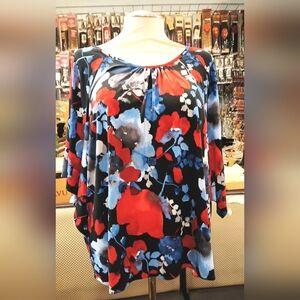 The Limited Orange and Blue Relaxed 3/4 Sleeve Tunic